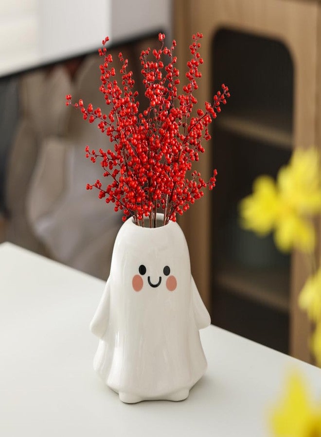 TSCVPJL Cute Ghost Vase Ceramic Ghost Bucket Vase, H 5.9" Halloween Vases Ceramic Ghosts Decor for Home Table Desk Bedroom Halloween Decorations, Ceramic Vases for Flowers (A-Matte Finish) - Image 5